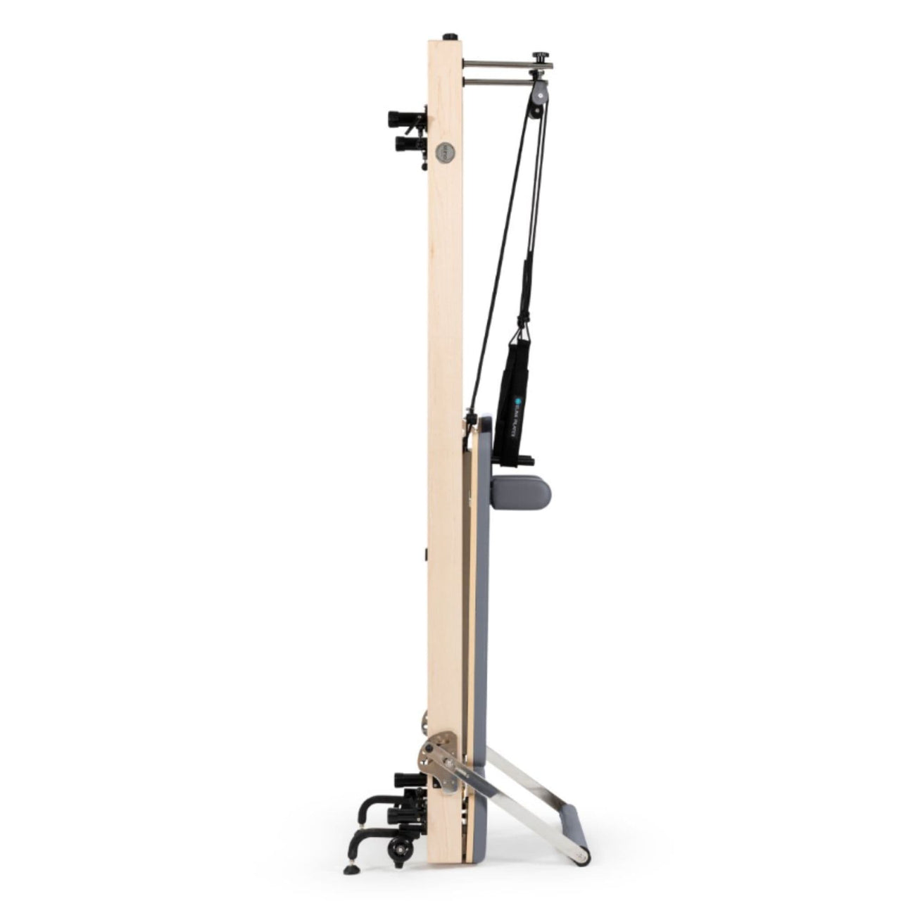 Elina Vertical Reformer for Home Gray Variant Side View Showing Space-Saving Folded Configuration On White Background )