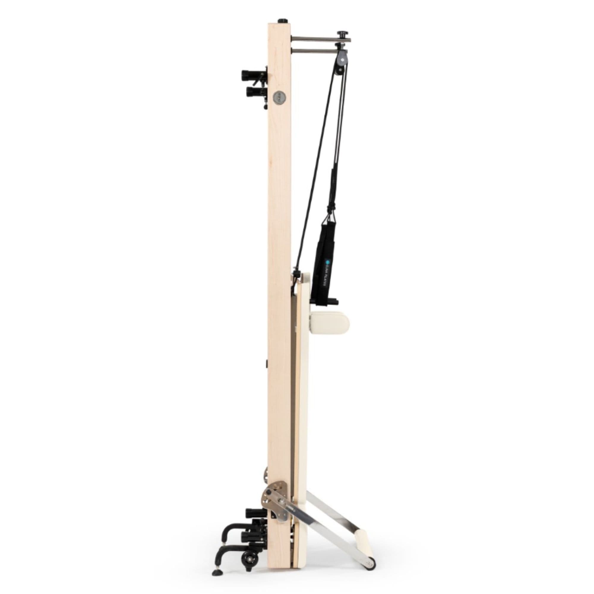 Elina Vertical Reformer for Home Ivory Variant Side View Showing Space-Saving Folded Configuration On White Background