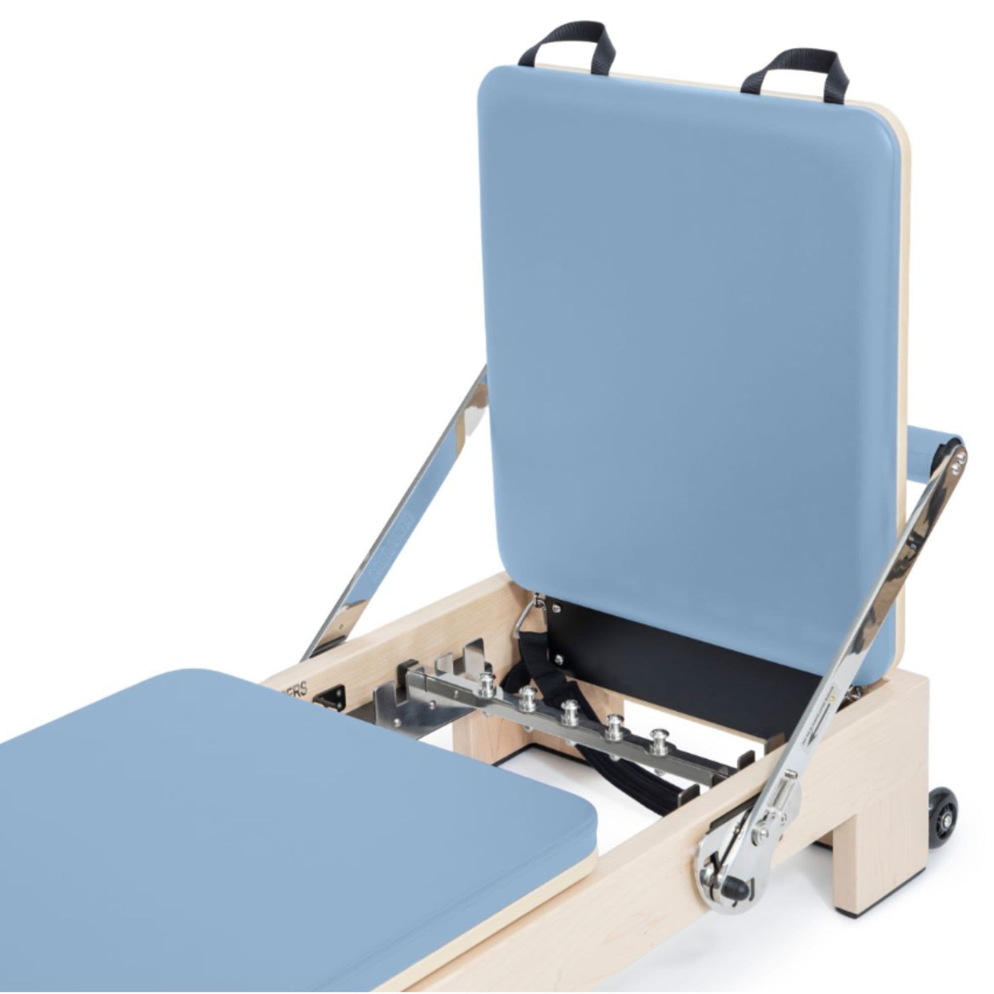 Elina Wooden Reformer Ligno with Tower Ocean Blue Variant Close-Up View Of Jump Board On White Background