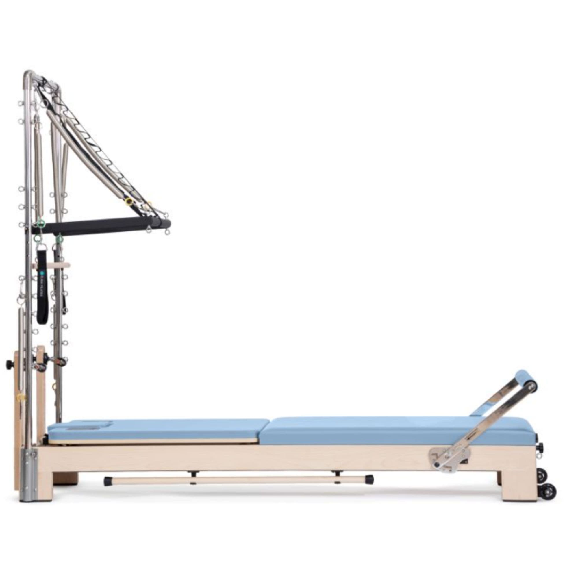 Elina Wooden Reformer Ligno with Tower Ocean Blue Variant Side View Complete Set On White Background