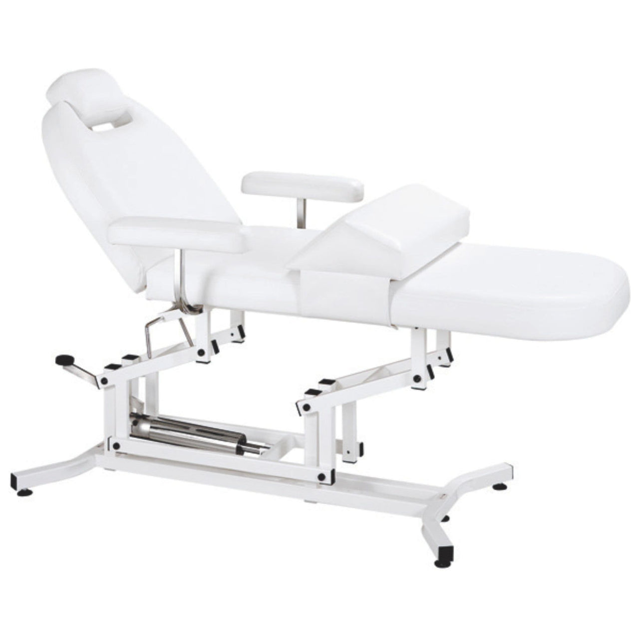 Equipro Multi-Comfort Hydraulic Massage Facial Table Semi-Reclined With Cushion On Clean Background