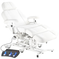Thumbnail for Equipro ULTRA-COMFORT Electric Spa Table Semi-Reclined With Pedal Attached On Clean Background