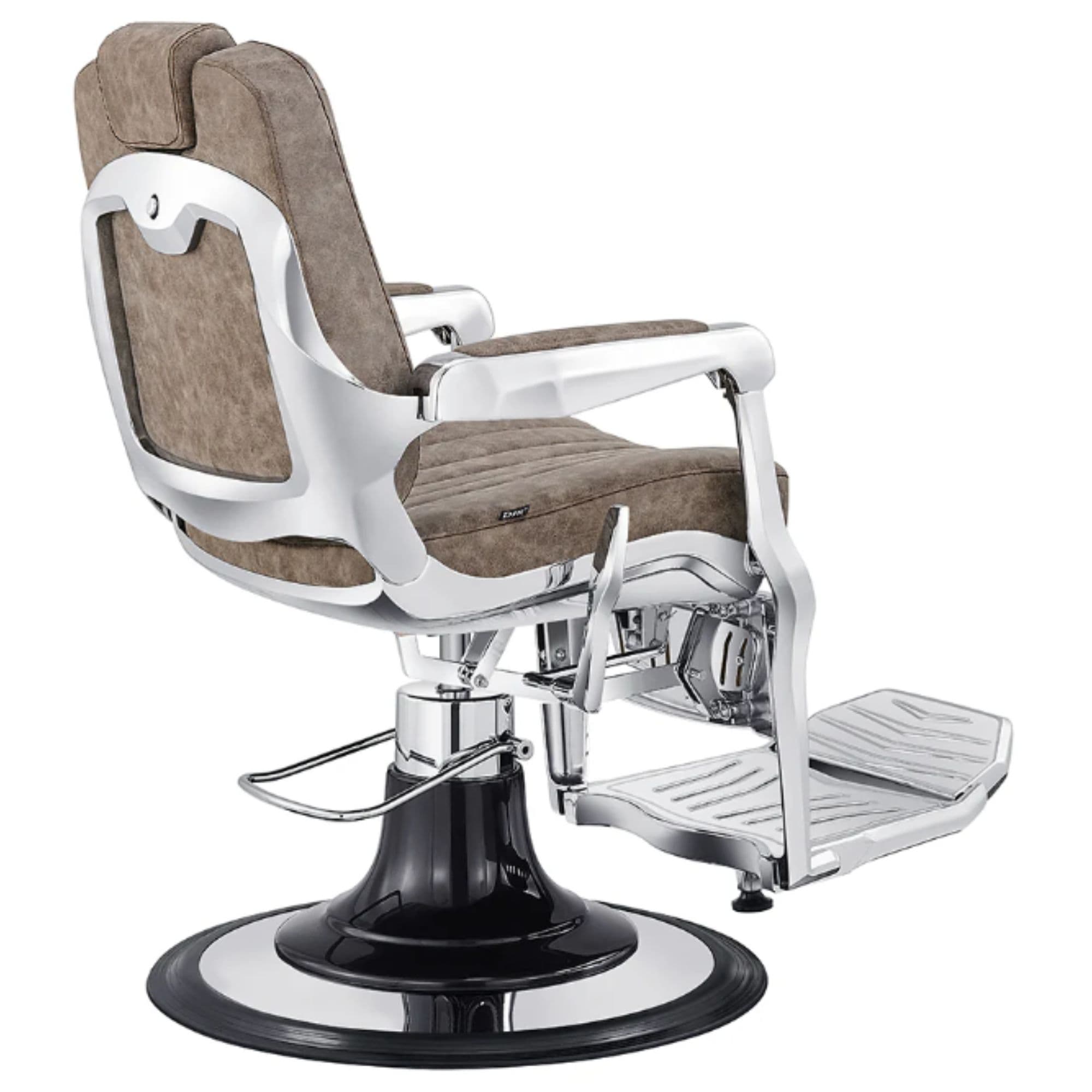 Esquire Multi-Position Reclining Barber Chair Vintage Brown Variant Rear Angled View On White Background