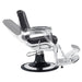 Esquire Reclining Barber Chairs Black Variant Side View Demonstrating Swing Adjustment On White Background