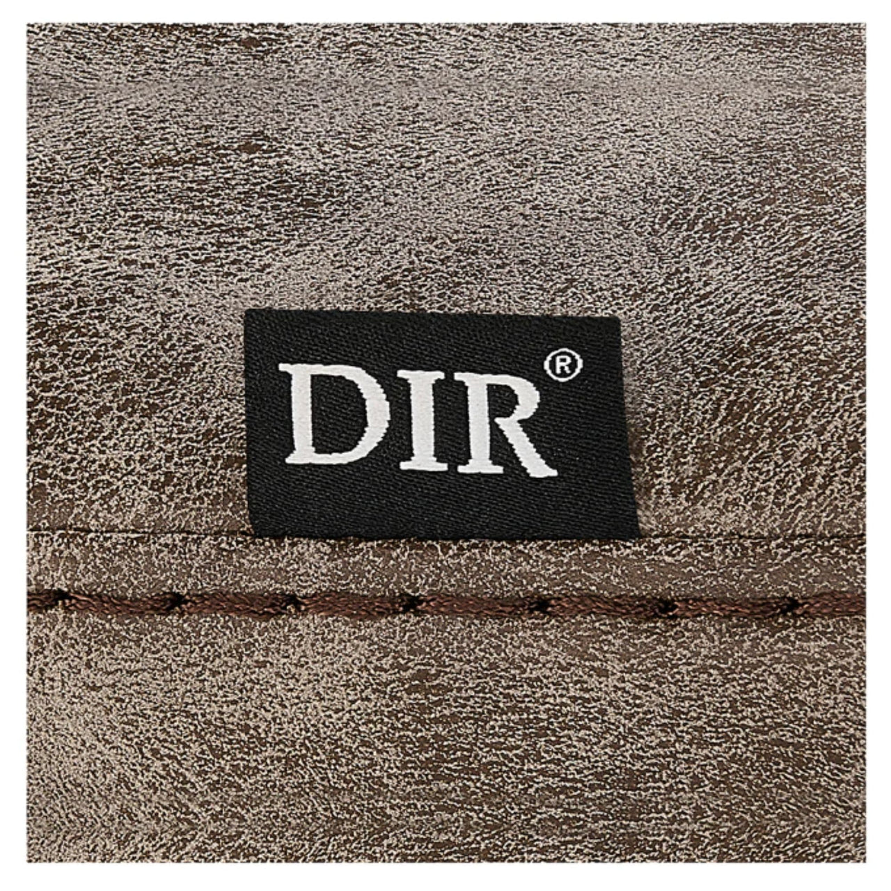 Esquire Reclining Barber Chairs Close-Up View Of Vintage Brown Upholstery With Horizontal Stitching And Brand Name