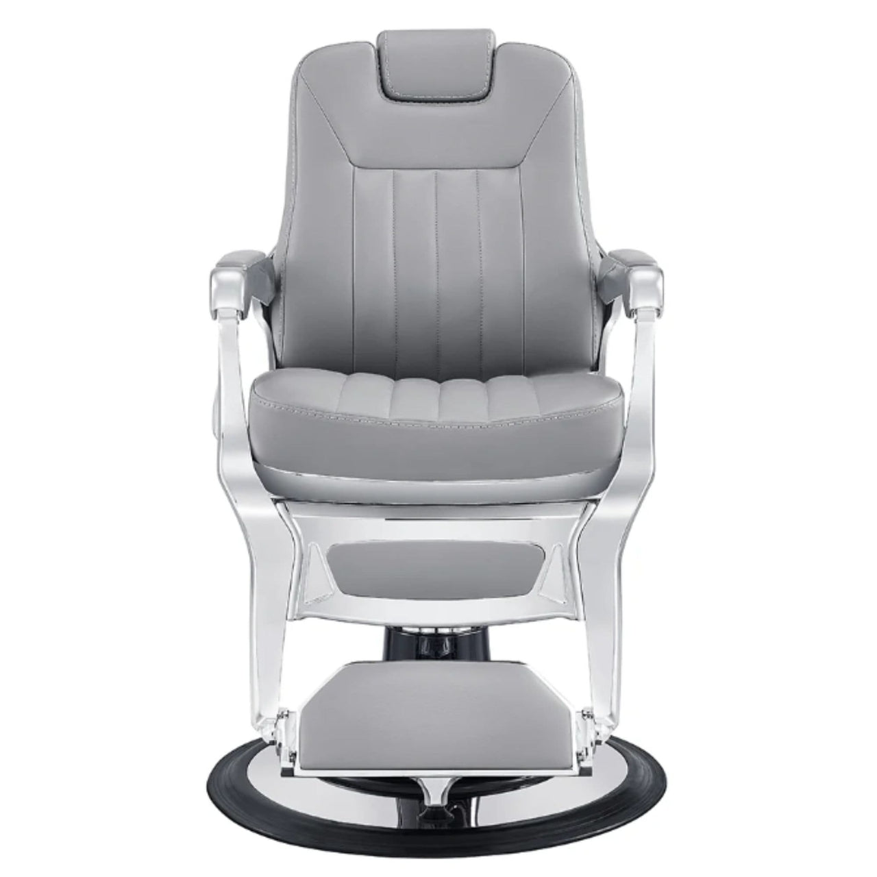 Esquire Reclining Barber Chairs Gray Variant Black Variant Front View On White Background