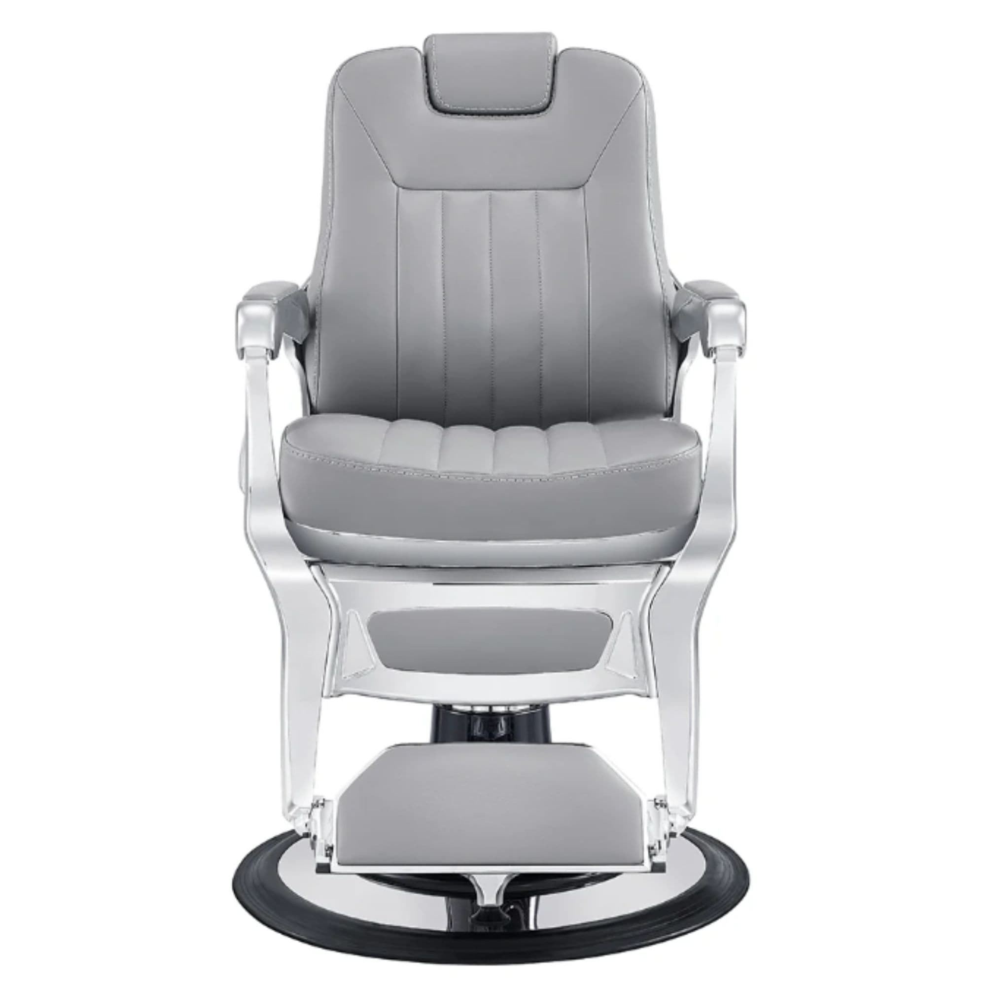 Esquire Reclining Barber Chairs Gray Variant Black Variant Front View On White Background