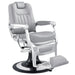 Esquire Reclining Barber Chairs Gray Variant Front Angled View On White Background