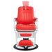 Esquire Reclining Barber Chairs Red Variant Front View Demonstrating Pull Out Headrest Range On White Background