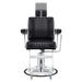 Executive All Purpose Reclining Chair Black Variant Front View Demonstrating Pull Out Headrest Range On White Background