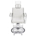 Executive All Purpose Reclining Chair White Variant Front View Demonstrating Pull Out Headrest Range On White Background