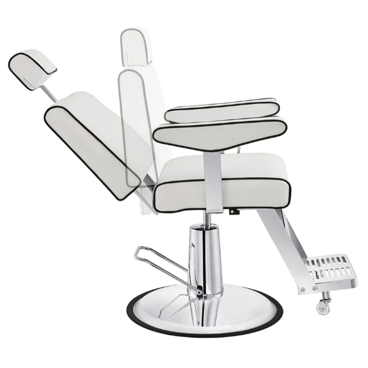 Executive All Purpose Reclining Chair White Variant Side View Demonstrating Swing Adjustment On White Background