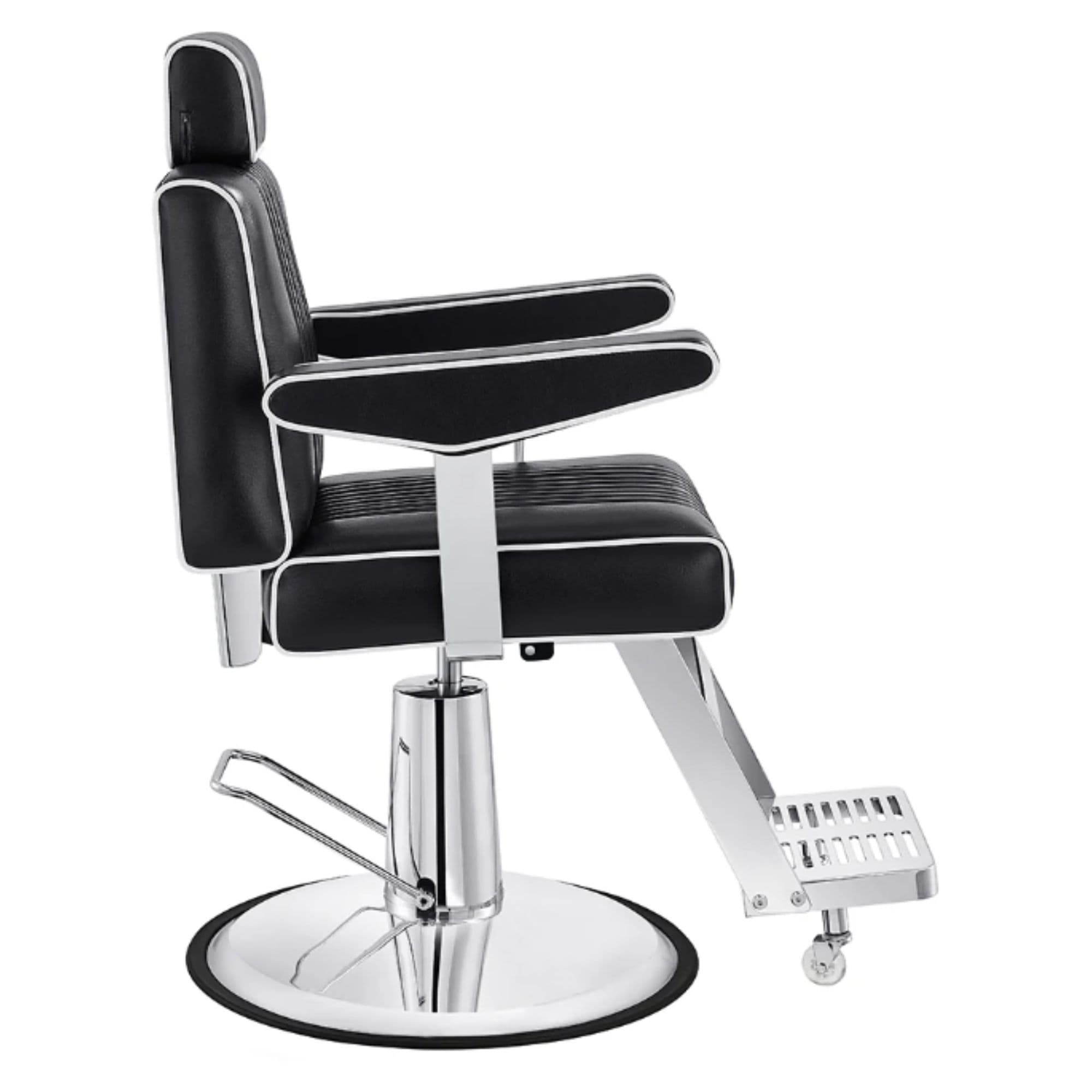 Executive Multi-Use Reclining Salon Chair Black Variant Side View On White Background