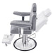 Executive Multi-Use Reclining Salon Chair Gray Variant Side View Demonstrating Swing Adjustment On White Background