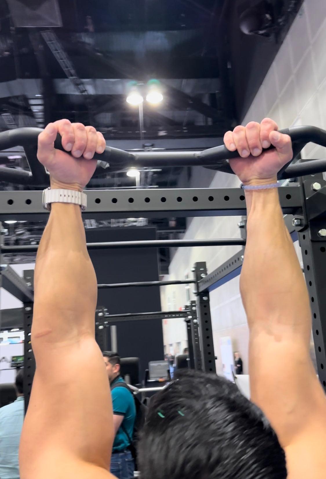 TGrip Commercial 4' Wall Mount Rig Weight Set - 3x3 Steel - Functional Multi-Grip Pull-Up - Sandwich Style J-Hooks