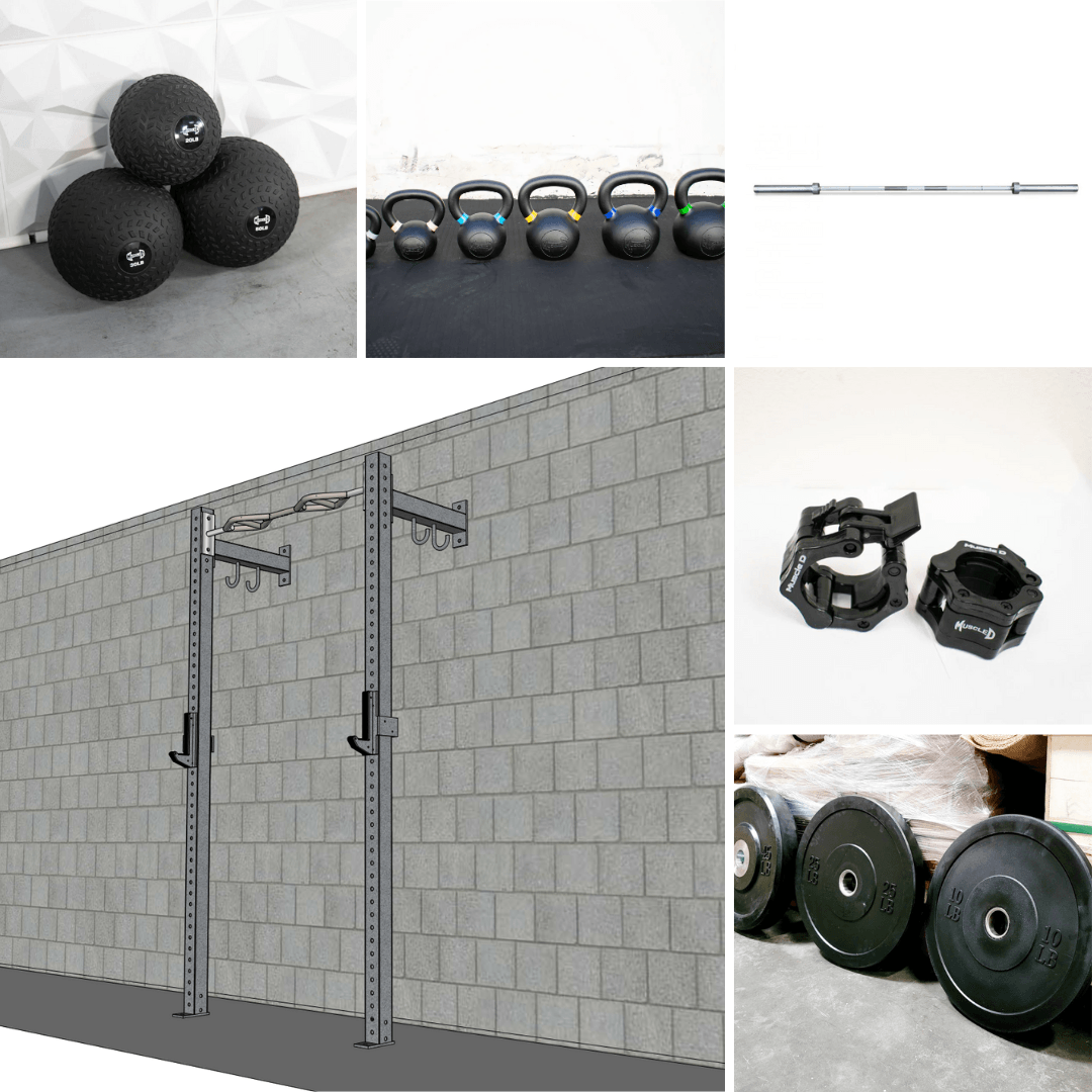 TGrip Commercial 4' Low Profile Wall Mount Rig Fitness Kits - 3x3 Steel - Functional Multi-Grip Pull-Up - Sandwich Style J-Hooks