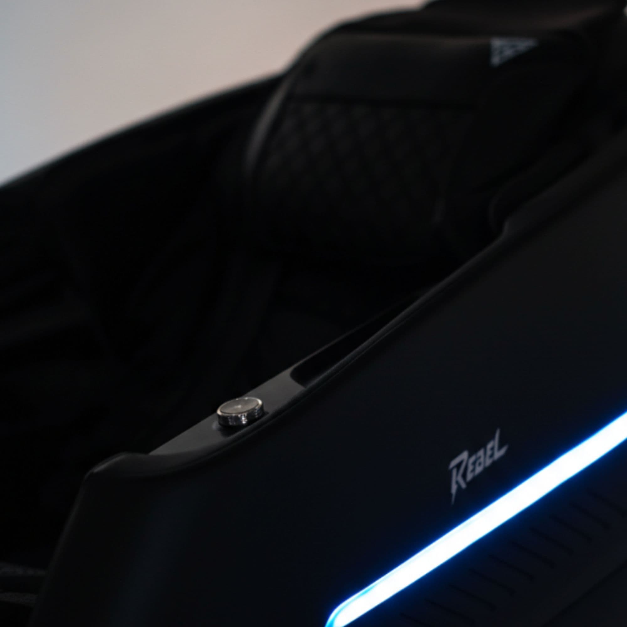 Floridian Brand Rebel 4D Massage Chair Close-Up Of Side Panel With LED Light Detail