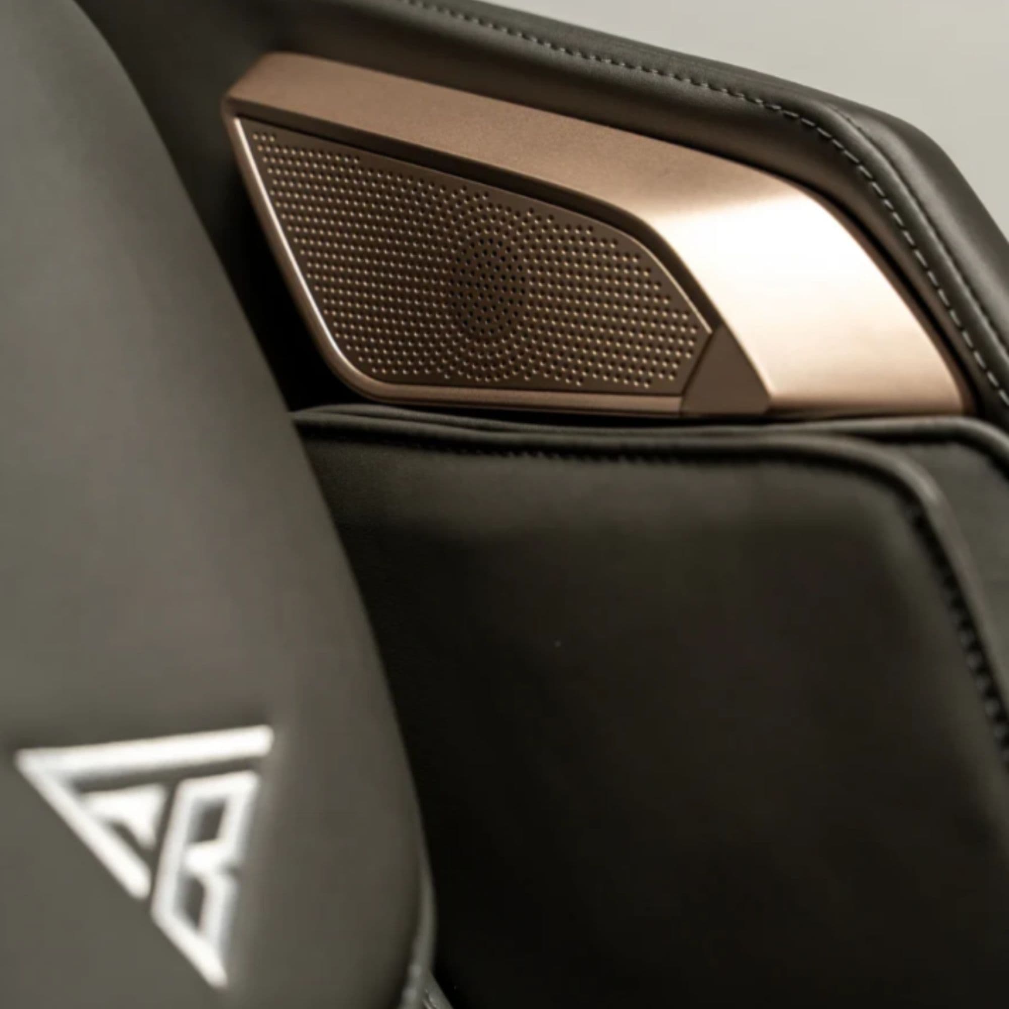 Floridian Brand Rebel 4D Massage Chair Detail View Of Premium Bluetooth Speakers