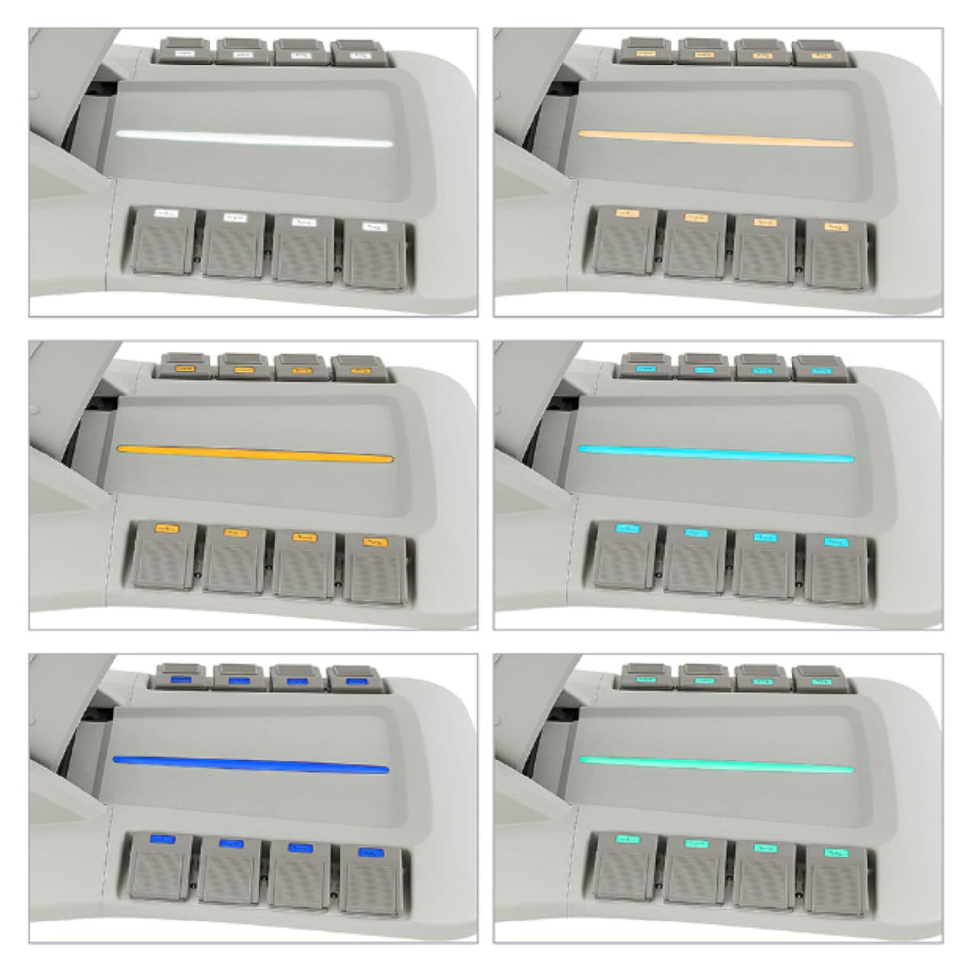 Geneva 4-Motor OB GYN Exam Table with Stirrups Close-Up View Of LED Accent Lighting Color Selections For Beige Variant