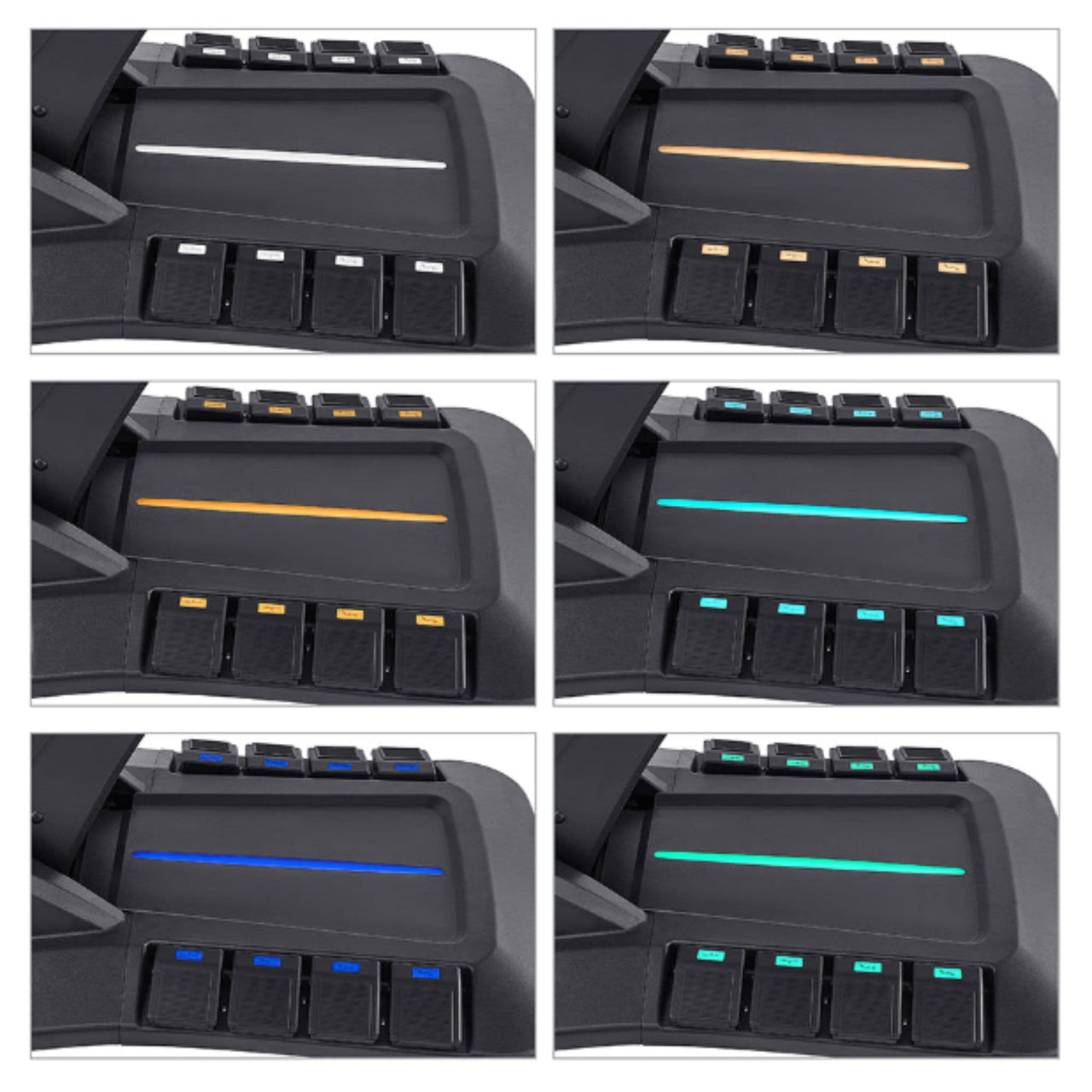 Geneva 4-Motor OB GYN Exam Table with Stirrups Close-Up View Of LED Accent Lighting Color Selections For Black Variant