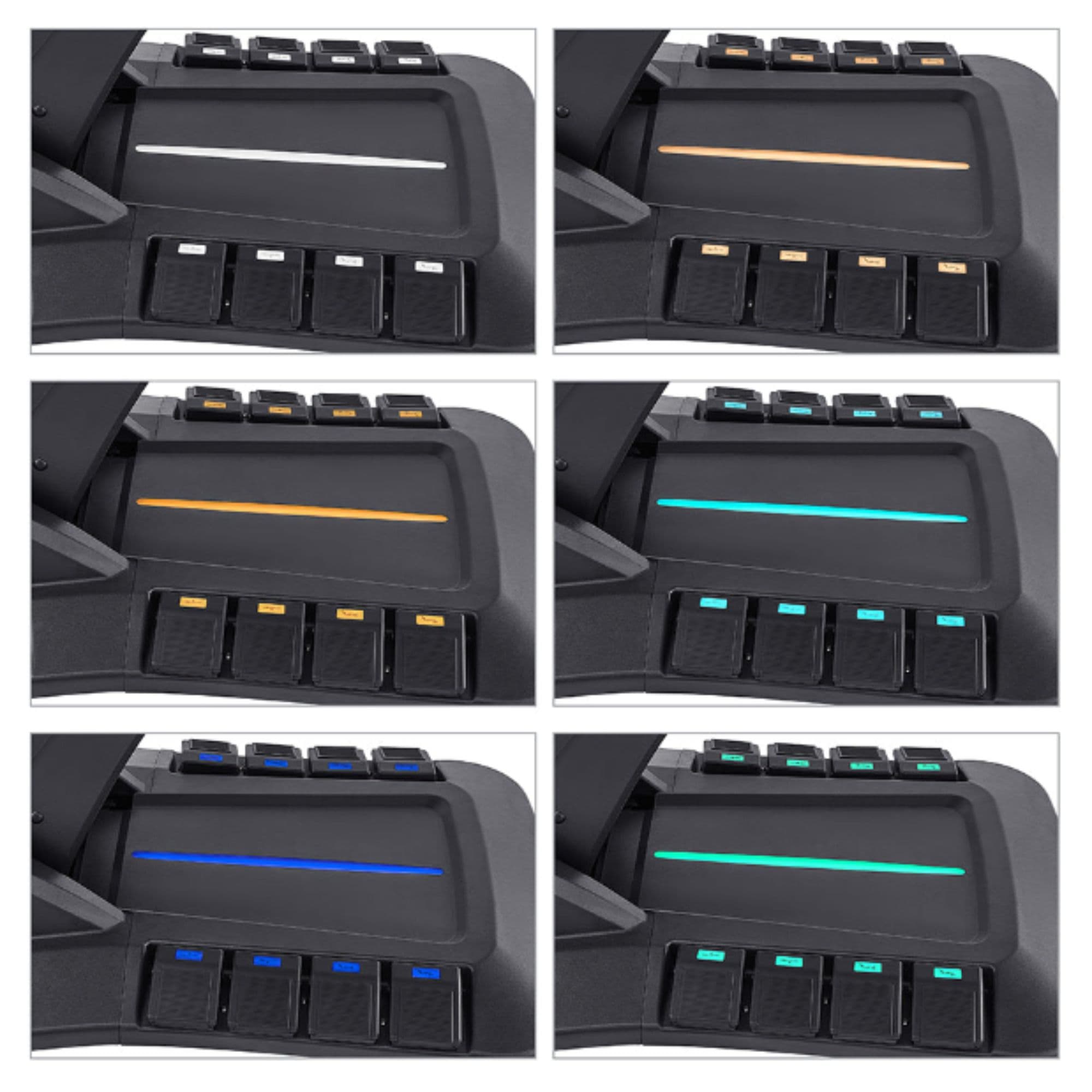 Geneva 4-Motor OB GYN Exam Table with Stirrups Close-Up View Of LED Accent Lighting Color Selections For Black Variant