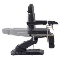 Thumbnail for Geneva 4-Motors Exam Table with Stirrups - OB GYN Black Side View Demonstrating Recline Adjustment Range On White Background