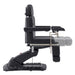Geneva 4-Motors Exam Table with Stirrups - OB GYN Black Side View Showing Extendable Footrest Positions On White Background