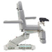Geneva 4-Motors Exam Table with Stirrups - OB GYN Gray Side View Showing Swing-Away Armrest Position On White Background