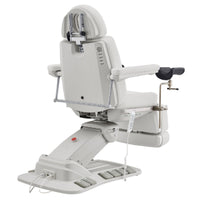 Thumbnail for Geneva 4-Motors Exam Table with Stirrups - OB GYN White Rear View With Foot Pedal And Remote Control On White Background