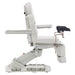 Geneva 4-Motors Exam Table with Stirrups - OB GYN White Side View Showing Swing-Away Armrest Position On White Background