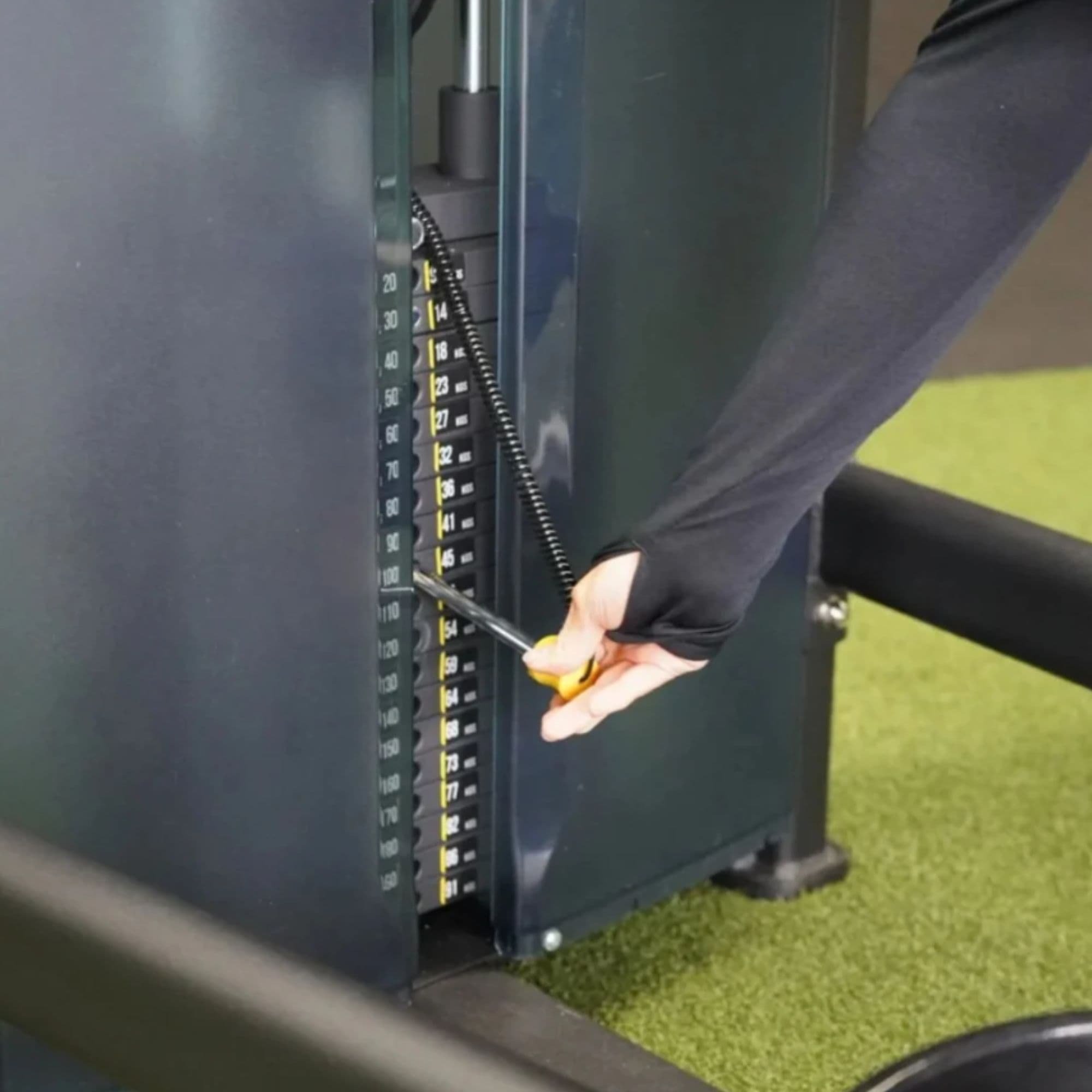 Glute Training Zone Equipment Package Showing A Weight Stack Adjustment