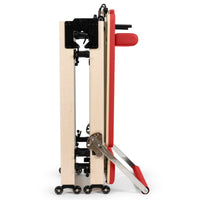 Thumbnail for Home Foldable Reformer Red Variant Side View Showing Space-Saving Folded Configuration On White Background