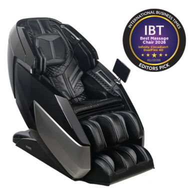Infinity Circadian Dualflex Massage Chair Black Variant Front Angled View With Editors Pick Award Badge On White Background