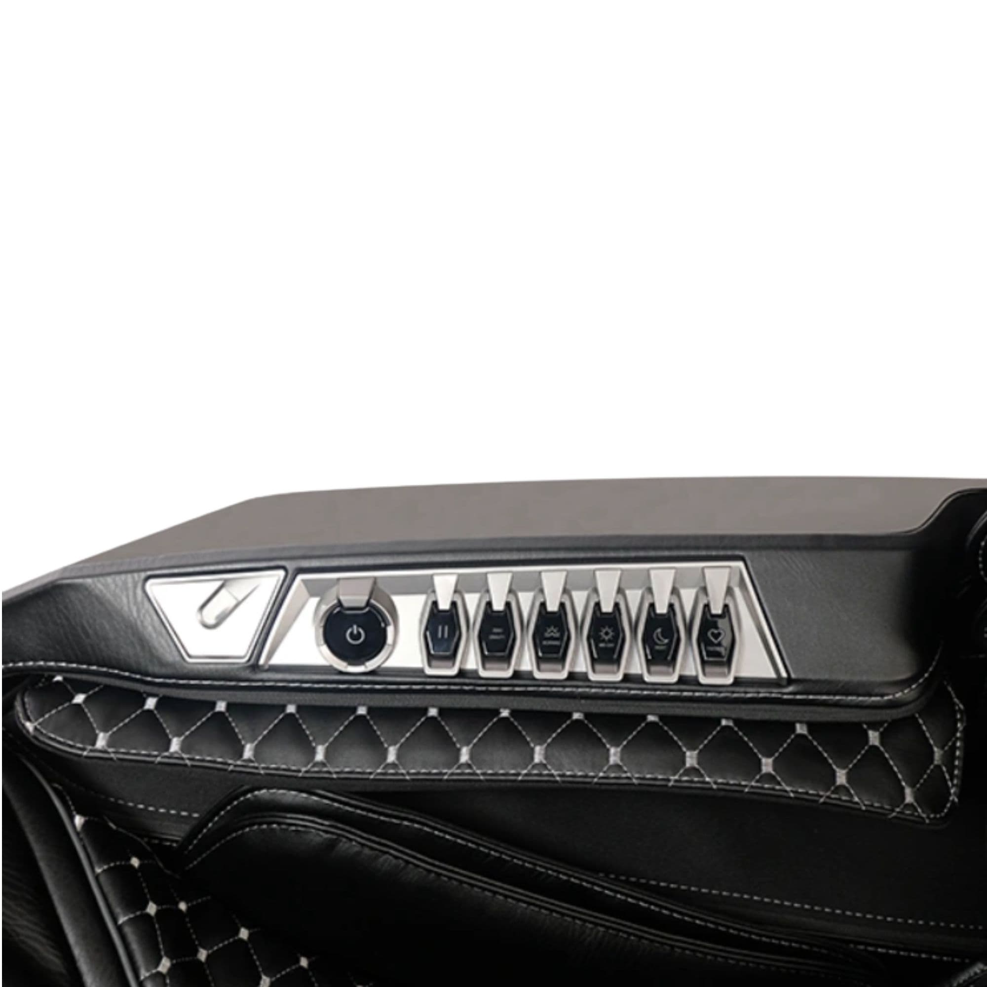 Infinity Circadian Syner-D Massage Chair Black Variant Close-Up View Of Armrest Control Panel