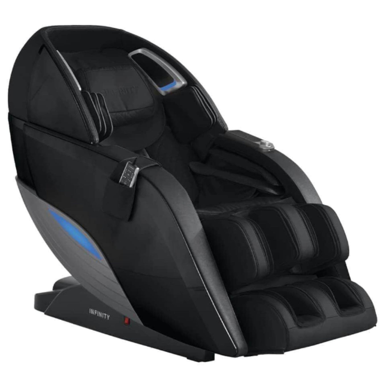 Infinity Dynasty 4D Massage Chair Certified Pre-Owned A-Grade Black Variant Front Angled View On White Background