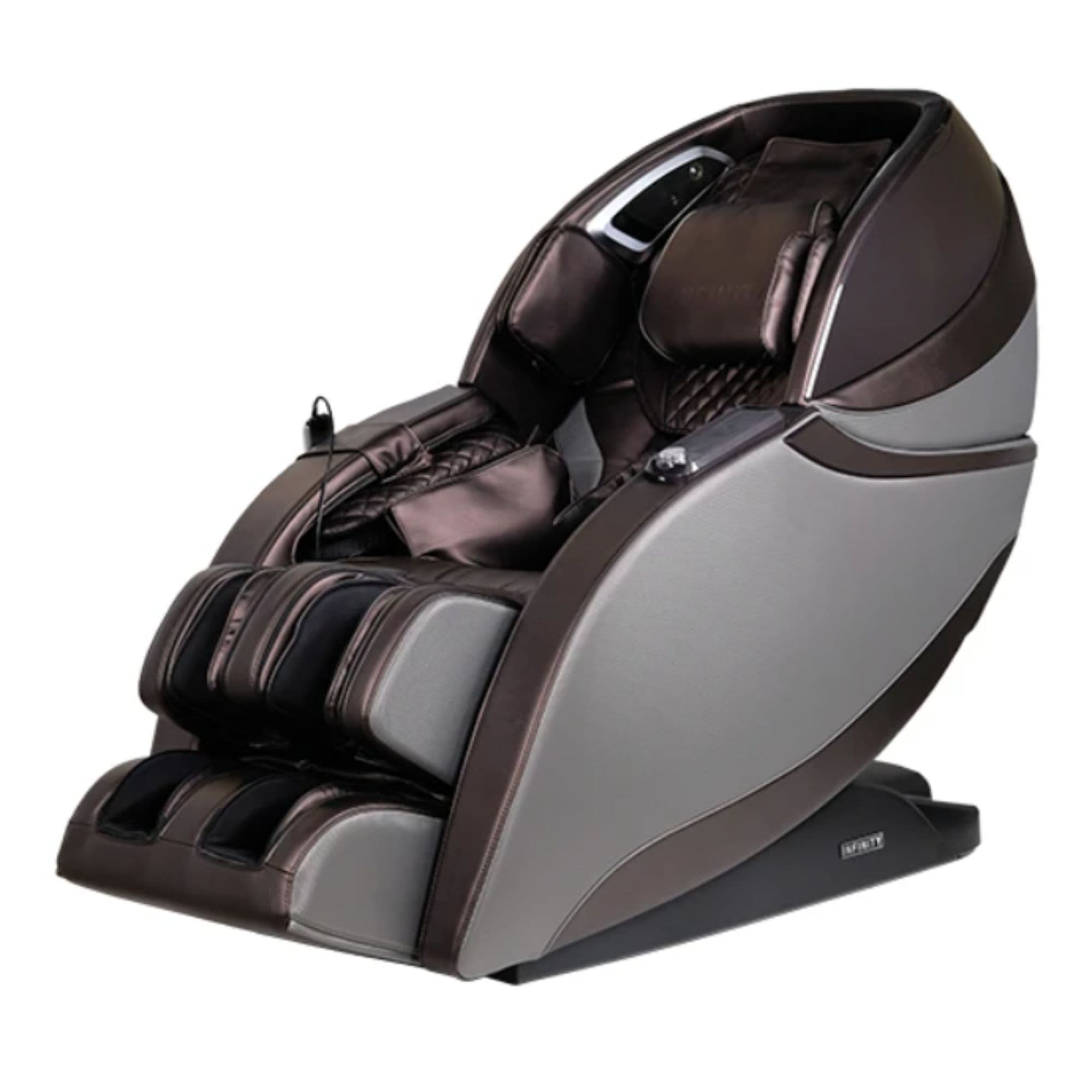 Infinity Evolution Massage Chair Brown Variant Front Angled View On White Background