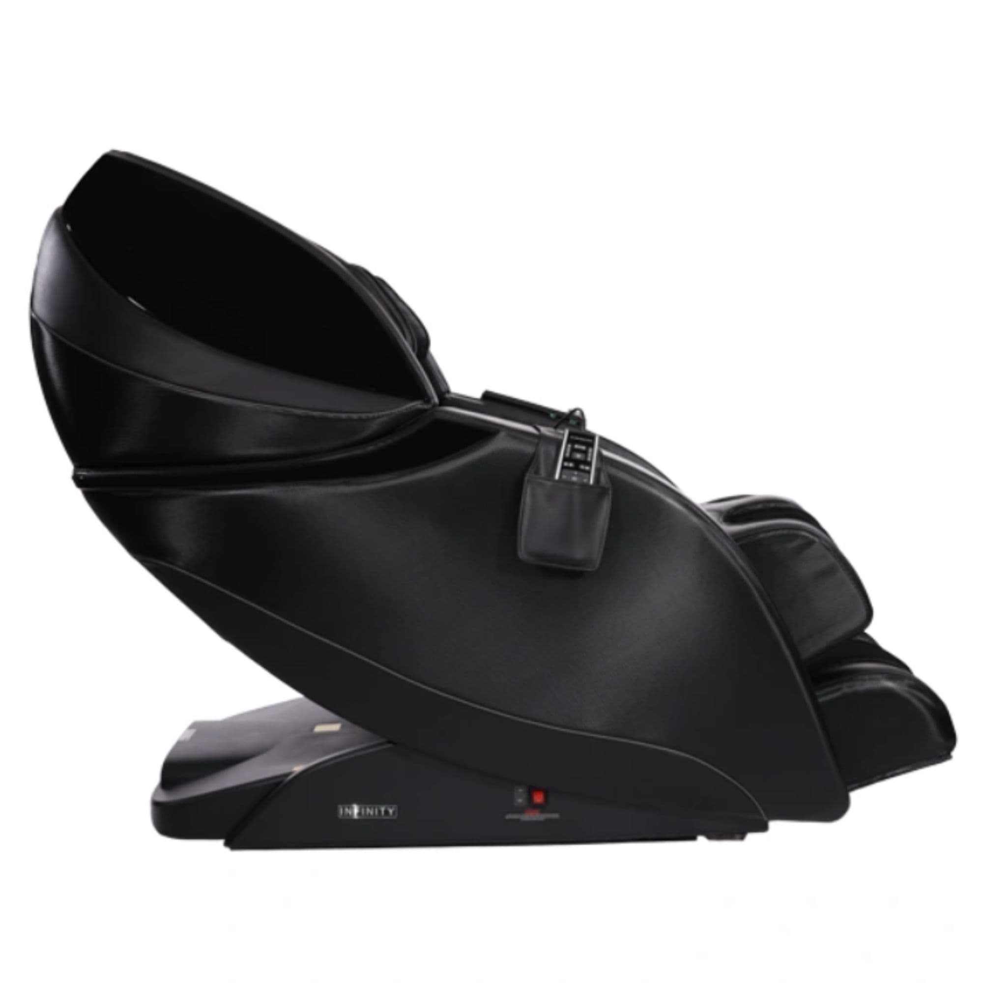 Infinity Evolution Max 4D Massage Chair Certified Pre-Owned Black Variant Side View On White Background