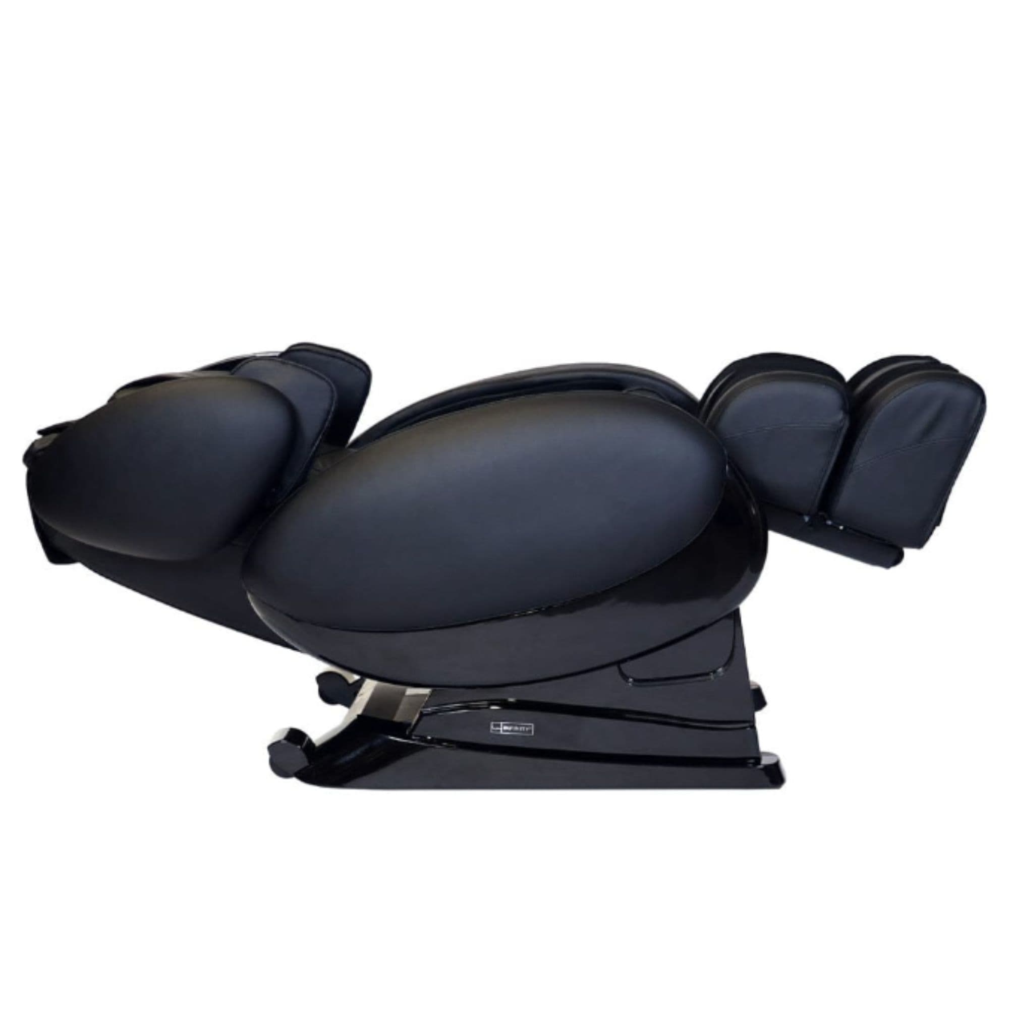 Infinity IT-8500 Plus CPO Black Variant Side View In A Fully Reclined Position On White Background