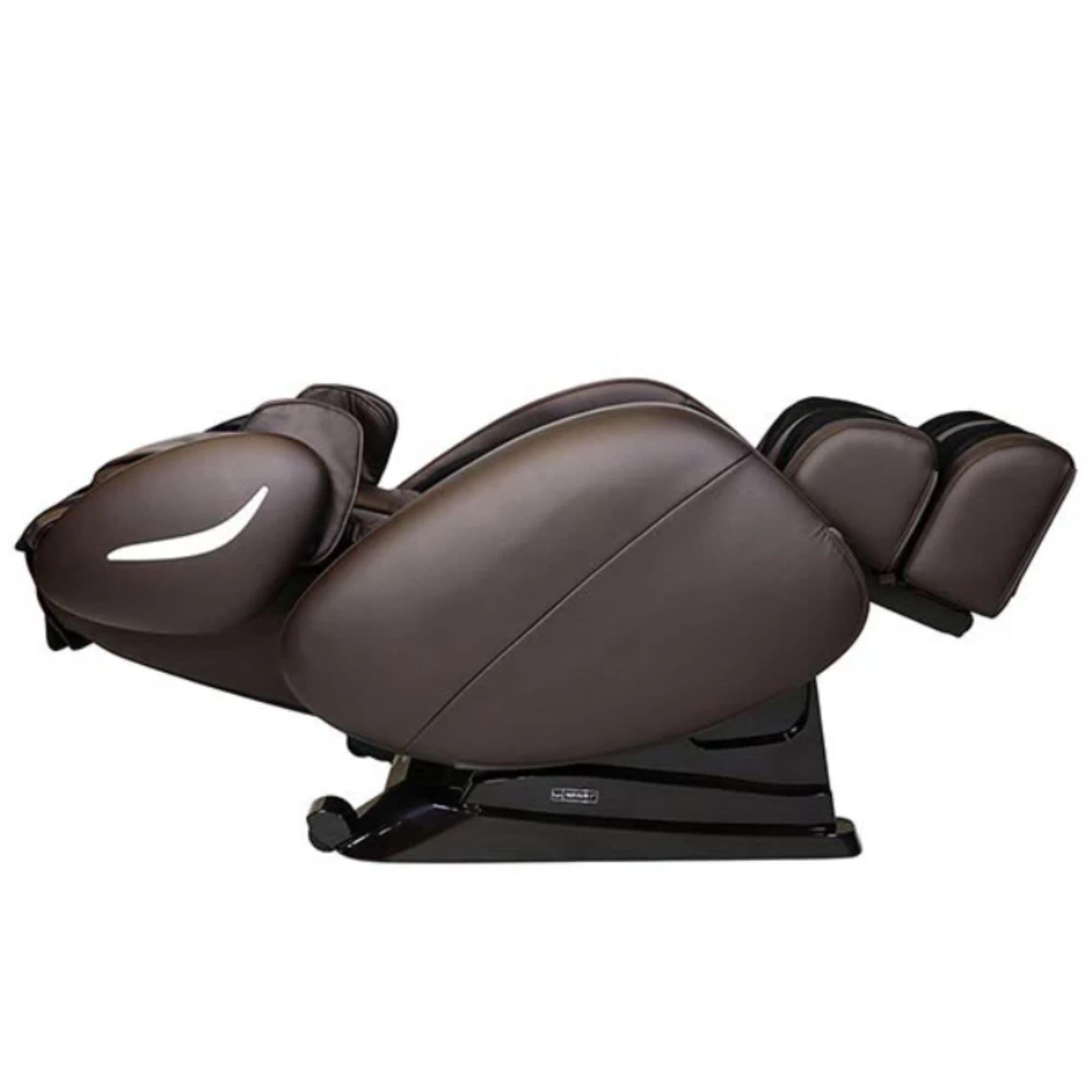 Infinity Smart Chair X3 Massage Chair Brown Variant Side View With Fully Reclined Position On White Background