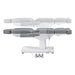 Ink 3-Motors Medical Spa Chair Gray Variant Side View And Fully Reclined Demonstrating An Up And Down Adjustment On White Background