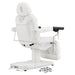 Ink OB 3-Motors Gyno Chair with Stirrups - OB GYN White Rear View With Remote Control On White Background