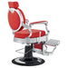 Julius Extra-Duty Professional Barber Chair Red Variant Rear Angled View On White Background