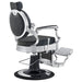 Julius Extra-Duty Professional Barber Chair Vintage Black Variant Rear Angled View On White Background