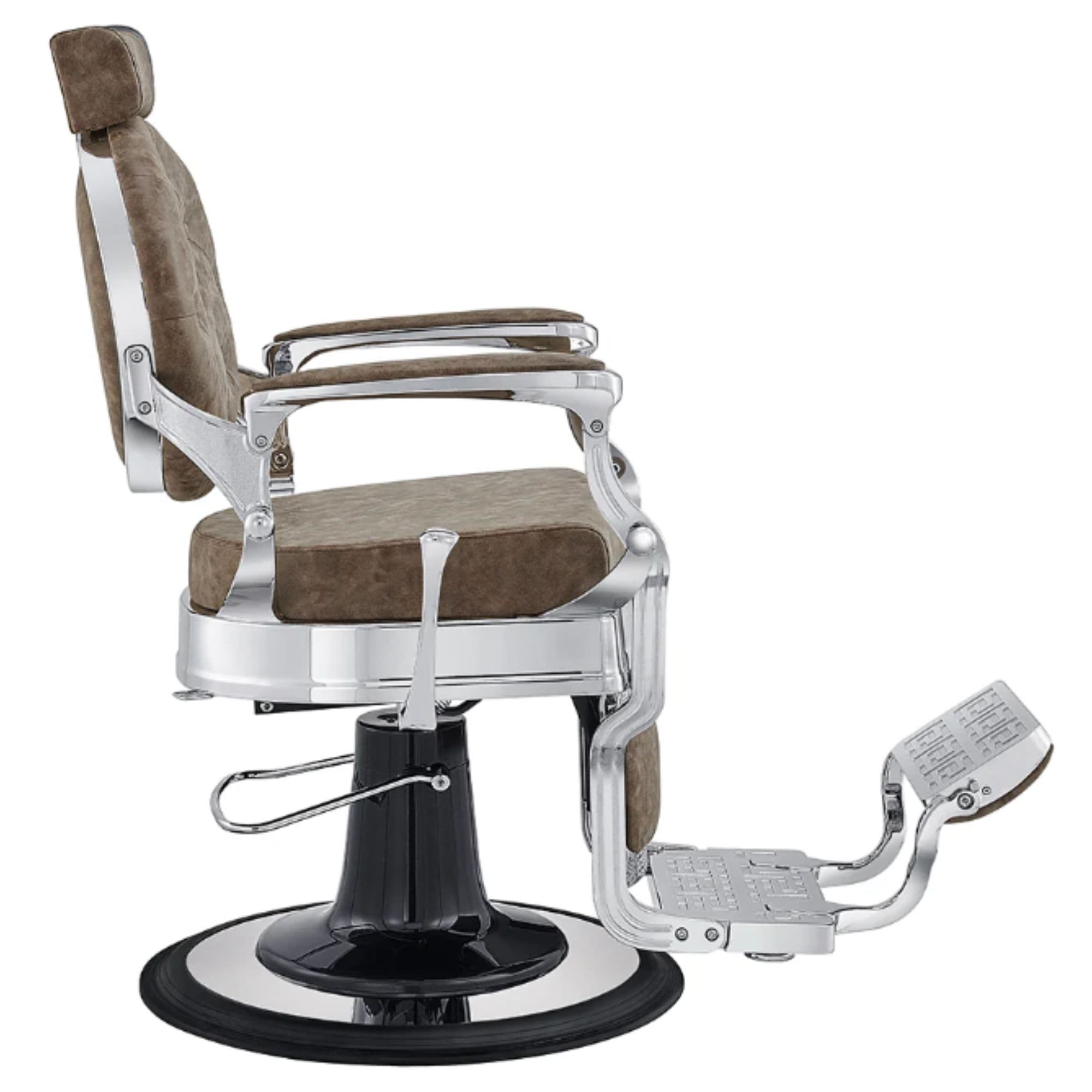 Julius Extra-Duty Professional Barber Chair Vintage Brown Variant Side View On White Background