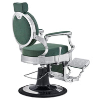 Thumbnail for Julius Extra-Duty Professional Barber Chair Vintage Green Variant Rear Angled View On White Background
