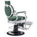Julius Extra-Duty Professional Barber Chair Vintage Green Variant Rear Angled View On White Background