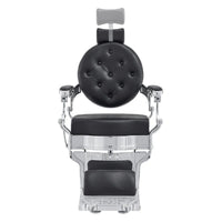 Thumbnail for Julius Heavy Duty Barber Chair Black Variant Front View Demonstrating Pull Out Headrest Range On White Background