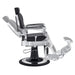 Julius Heavy Duty Barber Chair Black Variant Side View Demonstrating Swing Adjustment On White Background