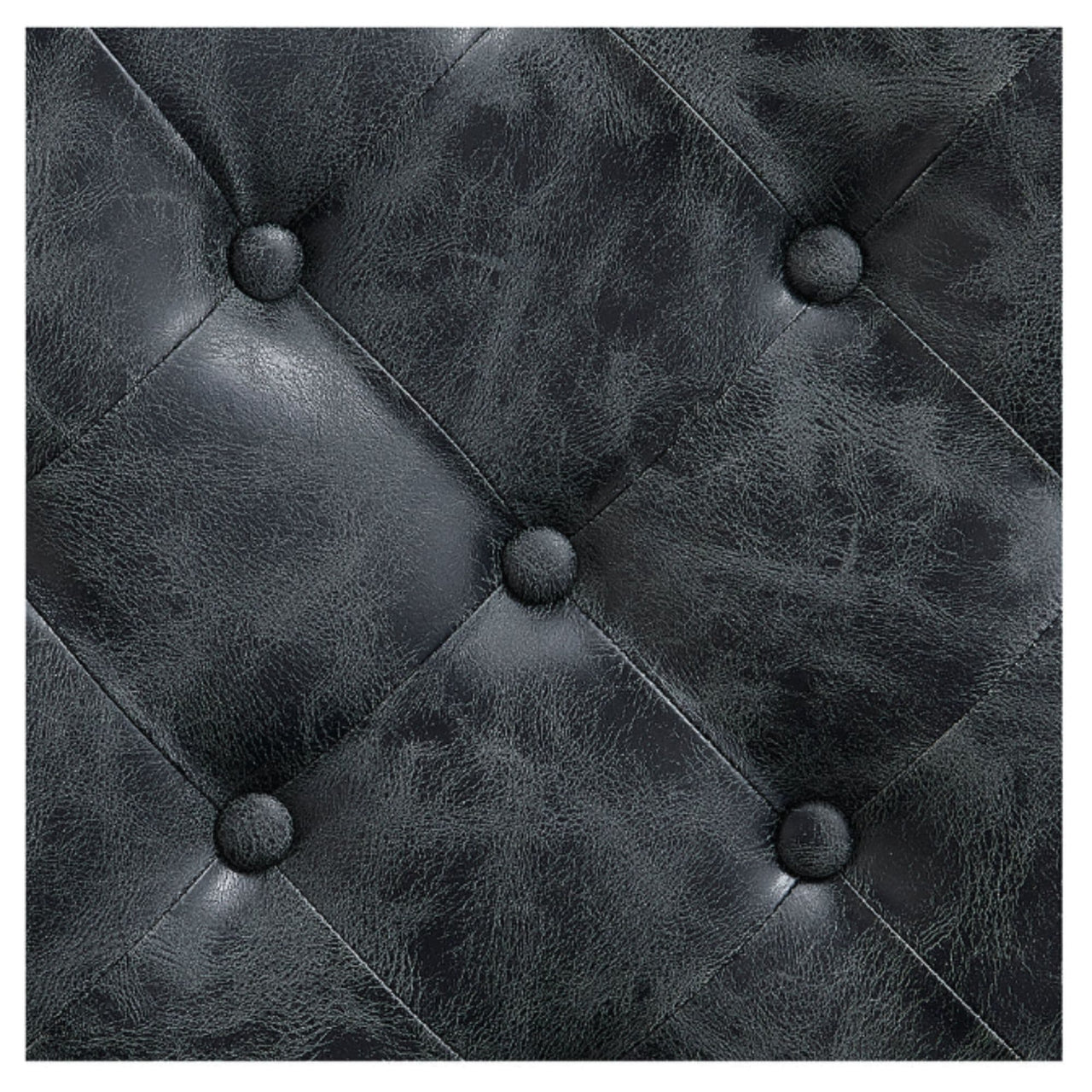 Julius Heavy Duty Barber Chair Close-Up View Of Diamond Tufted Vintage Black Upholstery Pattern