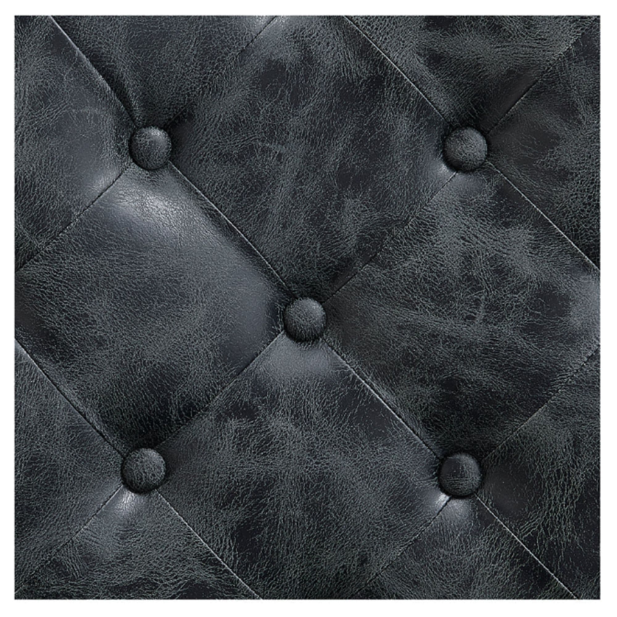 Julius Heavy Duty Barber Chair Close-Up View Of Diamond Tufted Vintage Black Upholstery Pattern